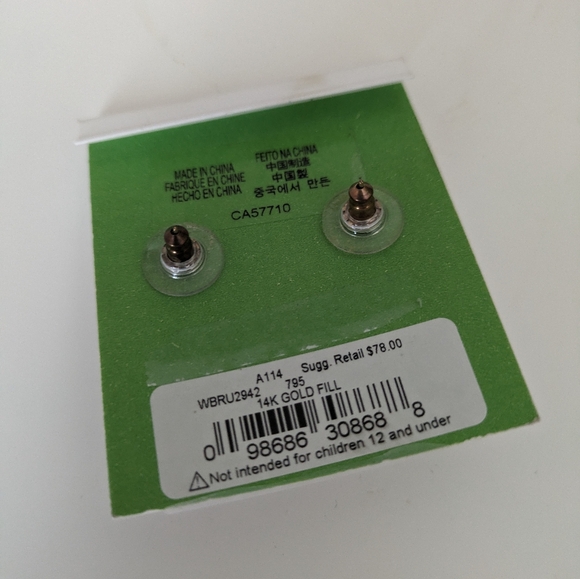 KATE SPADE ♠️ POOL PAVE PINEAPPLE EARRINGS 14K good fill - Picture 2 of 2